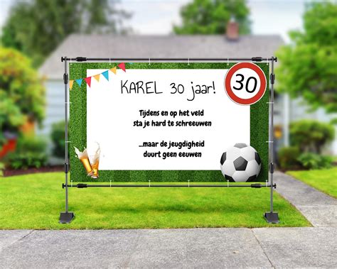 tekst op spandoek 30 jaar|Spandoek met 30 jaar verkeersboden en eigen tekst